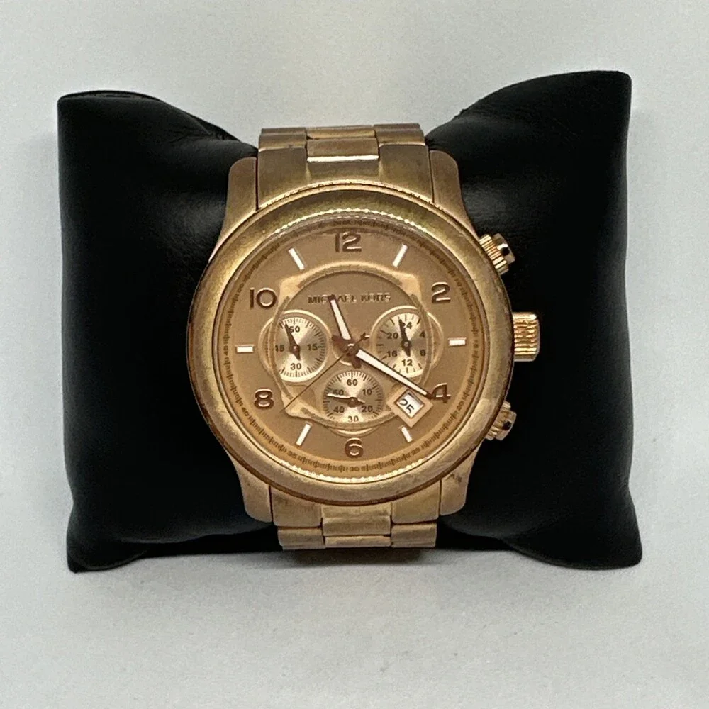 Michael Kors Runway MK8096 Men's Rose Gold Analog Dial Chronograph Watch HME661